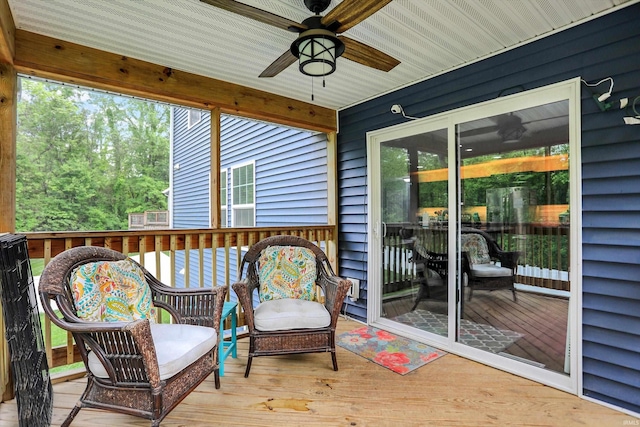 7228 W Mustang Dr, Ellettsville, IN 47429 - sunroom / solarium featuring ceiling fan