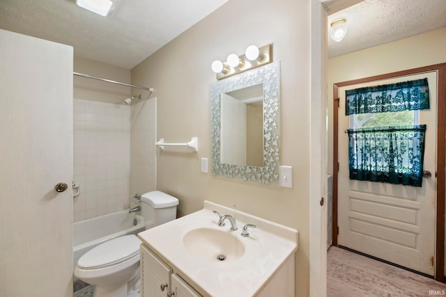 10 Cavalry Ct, West Lafayette, IN 47906 - full bathroom featuring vanity, tub / shower combination, toilet, and a textured ceiling