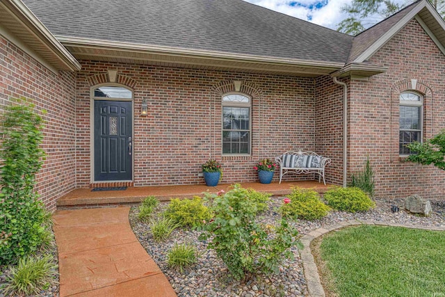 7820 Saint Jordan Cir, Newburgh, IN 47630 - property entrance with a shingled roof and brick siding