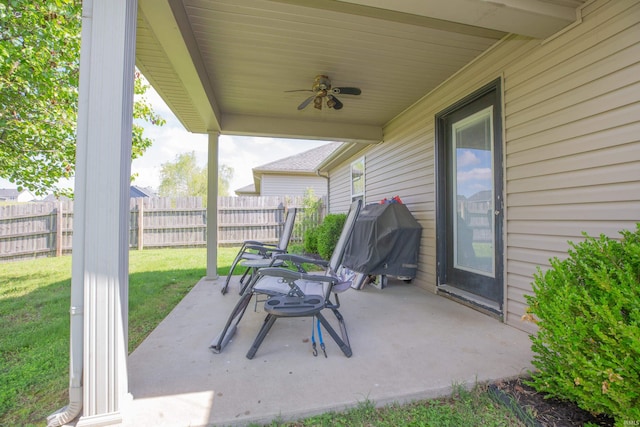 12908 Mattison Ct, Evansville, IN 47725 - view of patio / terrace featuring ceiling fan and a grill