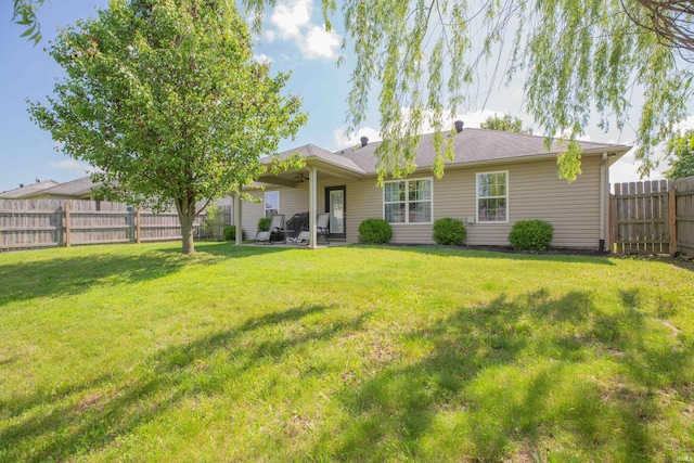 12908 Mattison Ct, Evansville, IN 47725 - back of house featuring ceiling fan and a patio area