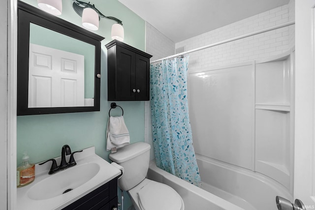 1905 Inglewood Pl, South Bend, IN 46616 - bathroom featuring vanity, shower / bath combo with shower curtain, and toilet