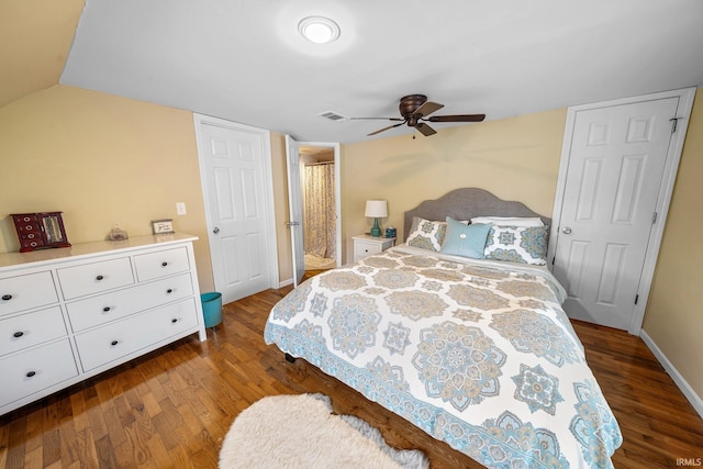 1905 Inglewood Pl, South Bend, IN 46616 - bedroom with dark wood finished floors, baseboards, and ceiling fan