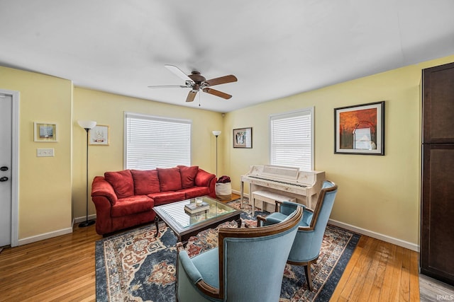 1905 Inglewood Pl, South Bend, IN 46616 - living room with ceiling fan, hardwood / wood-style floors, and baseboards
