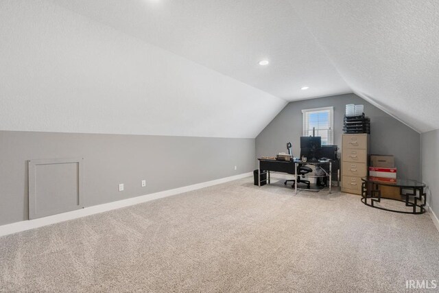 2696 Maraquita Ct, Fort Wayne, IN 46845 - office space with vaulted ceiling, carpet, baseboards, and recessed lighting