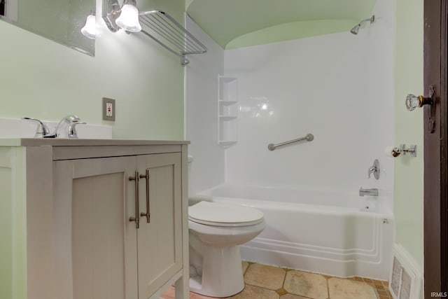 1521 Monroe Ave, Evansville, IN 47714 - bathroom featuring toilet, shower / tub combination, vanity, and tile patterned floors