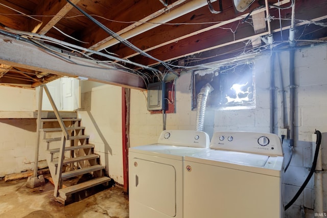 1521 Monroe Ave, Evansville, IN 47714 - washroom with washing machine and dryer and electric panel