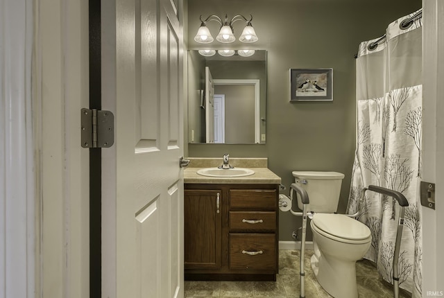 229 Ironwood Ln, Ossian, IN 46777 - full bath featuring vanity, toilet, baseboards, and curtained shower
