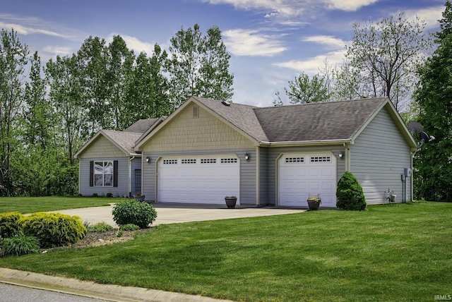 229 Ironwood Ln, Ossian, IN 46777 - view of front facade featuring a garage, concrete driveway, a front yard, and roof with shingles
