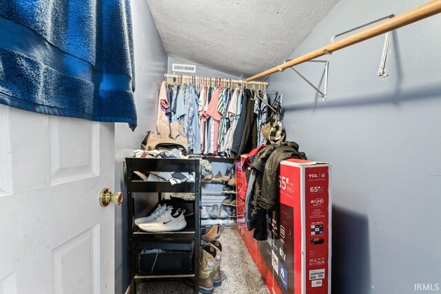 2320 Rogers St, Lafayette, IN 47905 - walk in closet featuring vaulted ceiling and carpet floors