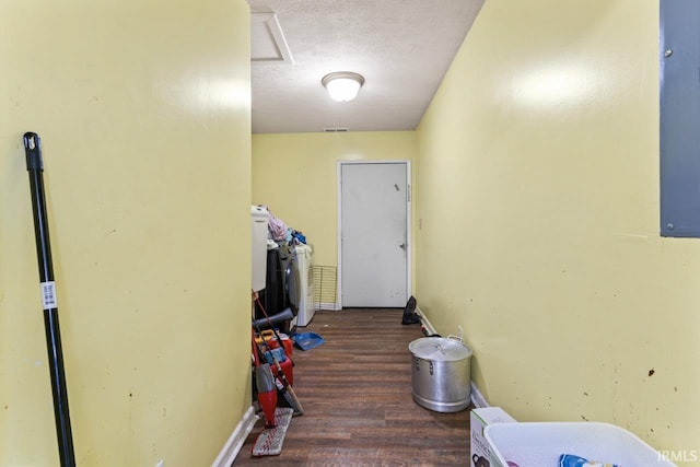 2320 Rogers St, Lafayette, IN 47905 - hallway featuring wood finished floors and attic access