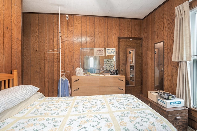 222 Queen St, Goshen, IN 46528 - bedroom featuring wood walls