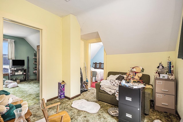 222 Queen St, Goshen, IN 46528 - carpeted bedroom with lofted ceiling