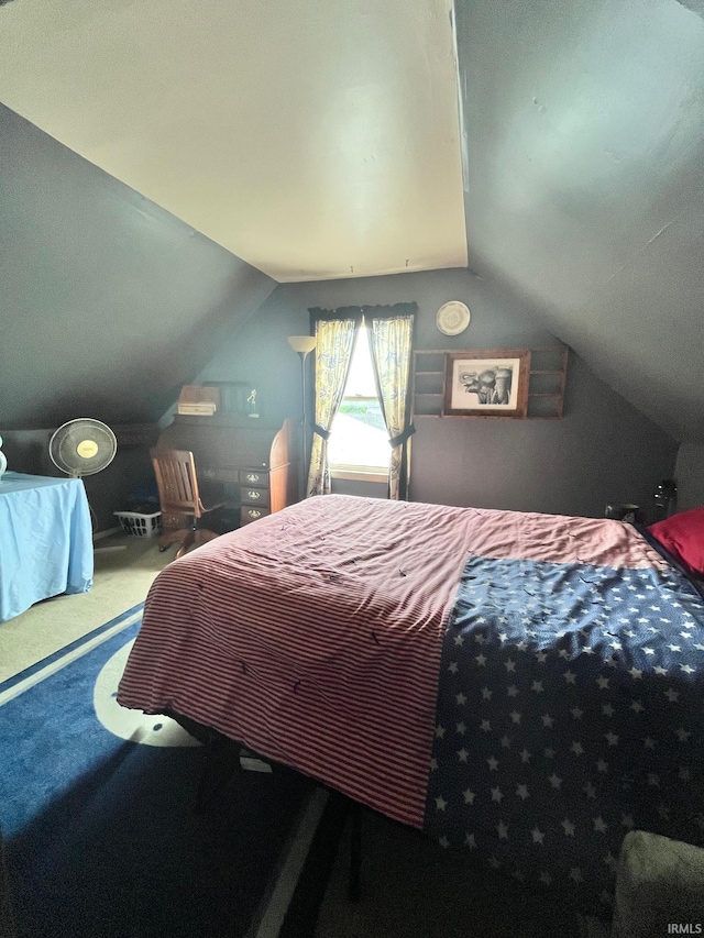 12537 E 340 S, Greentown, IN 46936 - bedroom featuring lofted ceiling and carpet flooring