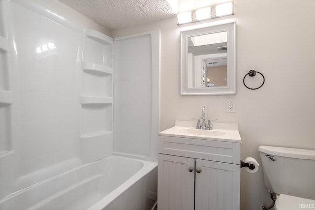 355 Blinn Ave, Frankfort, IN 46041 - full bathroom featuring a textured ceiling, vanity, toilet, and shower / bath combination