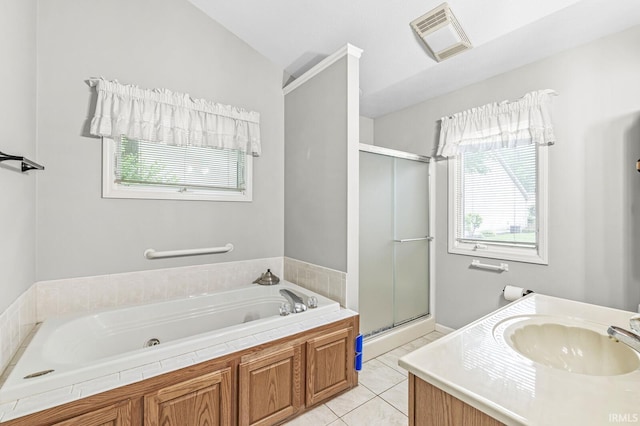 1224 Foxglove Ct, Mishawaka, IN 46545 - full bath with plenty of natural light, a shower stall, a whirlpool tub, and vanity