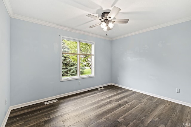1224 Foxglove Ct, Mishawaka, IN 46545 - unfurnished room with dark wood-style flooring, baseboards, ceiling fan, and ornamental molding