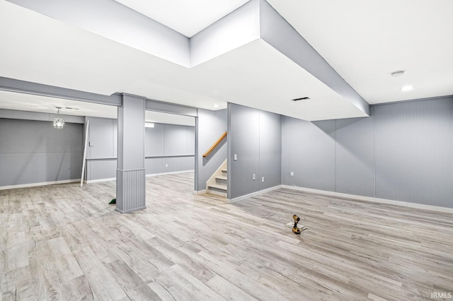 1224 Foxglove Ct, Mishawaka, IN 46545 - finished basement featuring wood finished floors, stairway, and baseboards