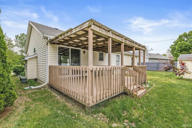 4019 Riverside Dr, South Bend, IN 46628 - rear view of house with a deck and roof with shingles