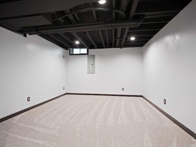 9826 Flag Stone Pl, Fort Wayne, IN 46804 - below grade area featuring electric panel, carpet flooring, and baseboards