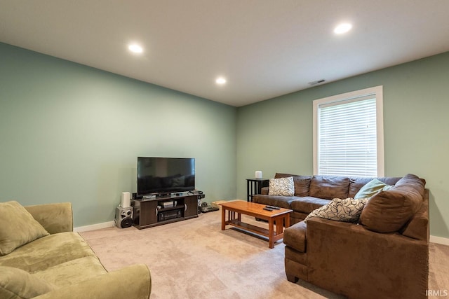 3308 S Daniel Ct, Bloomington, IN 47401 - living area featuring light colored carpet, recessed lighting, and baseboards