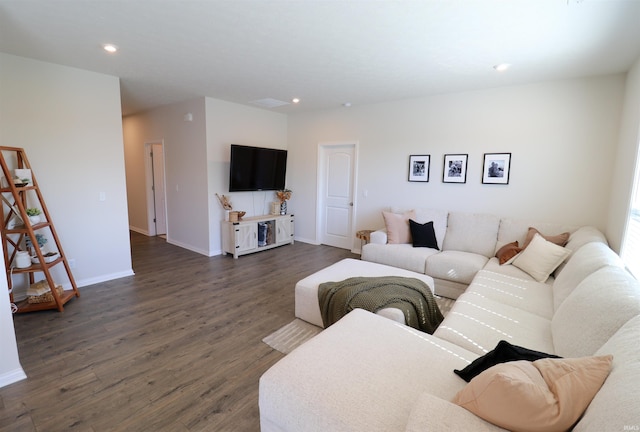 3244 Ashdon Dr, Newburgh, IN 47630 - living area featuring dark wood-style flooring, recessed lighting, and baseboards