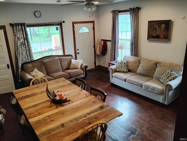 3417 Parkway S Dr, Indianapolis, IN 46201 - living area with wood finished floors and ceiling fan
