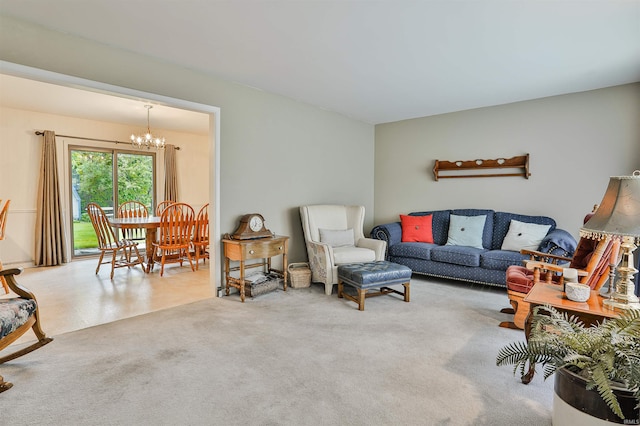 1402 Tanager Dr, Warsaw, IN 46580 - carpeted living room with a chandelier