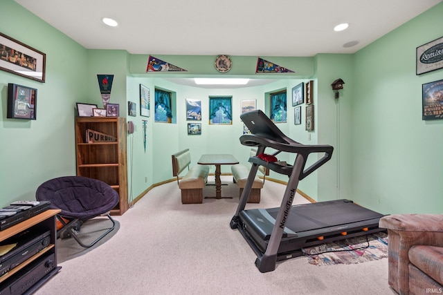 4705 Haven Ct, West Lafayette, IN 47906 - workout room with carpet, recessed lighting, and baseboards