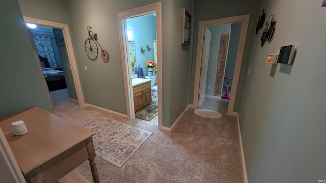 5728 Bell Tower Ln, Fort Wayne, IN 46815 - hall featuring light colored carpet and baseboards