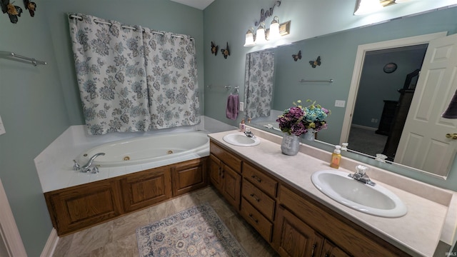 5728 Bell Tower Ln, Fort Wayne, IN 46815 - full bath featuring double vanity and a whirlpool tub