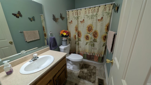 5728 Bell Tower Ln, Fort Wayne, IN 46815 - full bathroom with vanity, toilet, and a shower with curtain