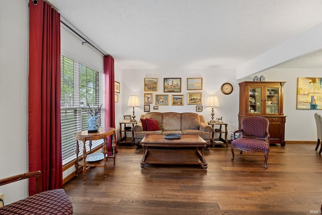 821 Lagrange St, West Lafayette, IN 47906 - living area featuring wood finished floors, a textured ceiling, and baseboards