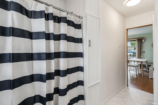 96 Ems B61I Ln, Warsaw, IN 46582 - full bathroom featuring marble finish flooring and a shower with shower curtain