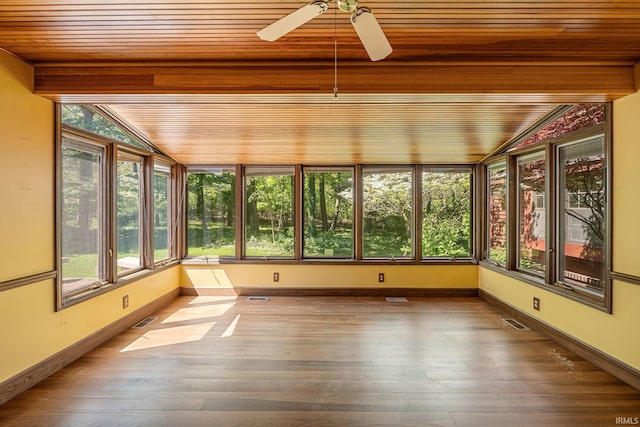 3619 Sullivan Ct, South Bend, IN 46614 - unfurnished sunroom with wood ceiling, wood finished floors, baseboards, and vaulted ceiling