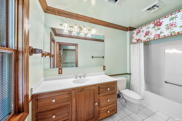 3619 Sullivan Ct, South Bend, IN 46614 - bathroom with tile patterned flooring, vanity, toilet, and shower / bathtub combination with curtain