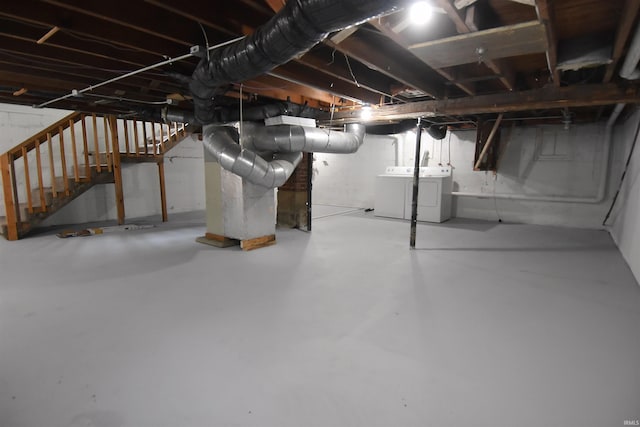 1602 Etna Ave, Huntington, IN 46750 - unfinished below grade area with washer and dryer and stairway