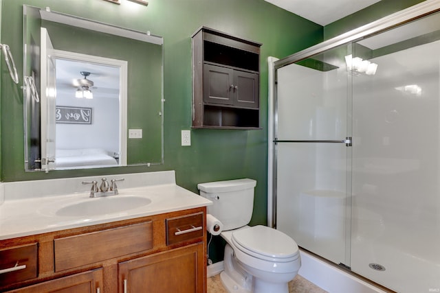 1444 Field Crest Ln, Jasper, IN 47546 - bathroom featuring a stall shower, vanity, toilet, and connected bathroom