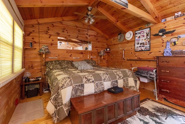 11029 E 350 S, Lagrange, IN 46761 - bedroom featuring wooden ceiling, light wood-style flooring, and wood walls
