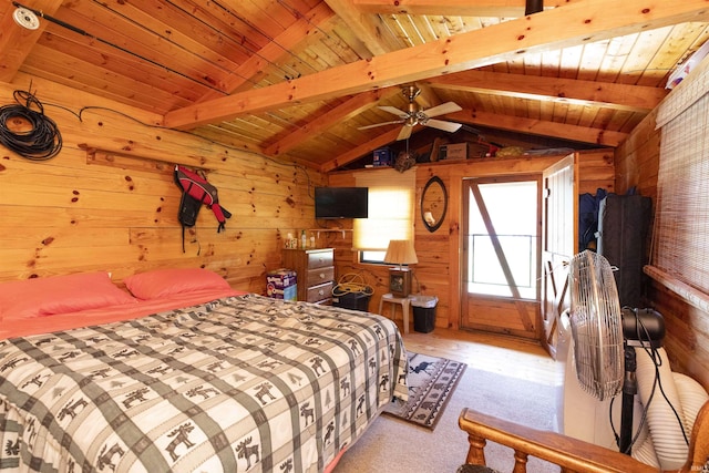 11029 E 350 S, Lagrange, IN 46761 - carpeted bedroom featuring wooden walls and wood ceiling