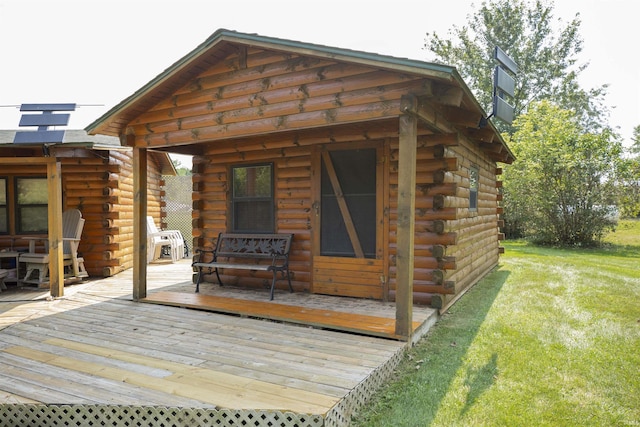 11029 E 350 S, Lagrange, IN 46761 - deck featuring an outbuilding and a lawn