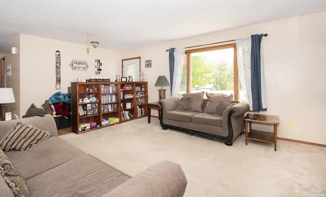1220 N 290, Angola, IN 46703 - living area featuring light carpet, a textured ceiling, and baseboards