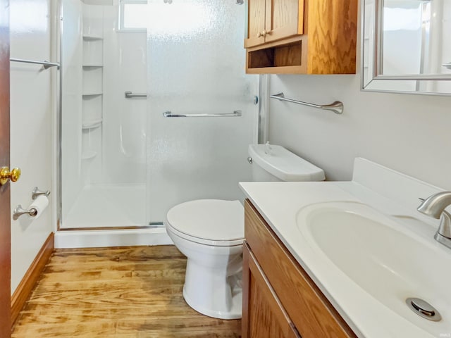 1029B Second Ave, Jasper, IN 47546 - full bath with a stall shower, toilet, vanity, and wood finished floors