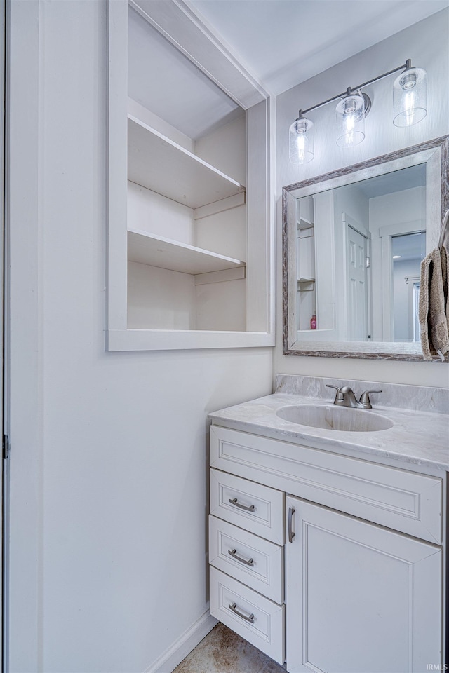 508 Polk St, Newburgh, IN 47630 - bathroom with vanity and baseboards