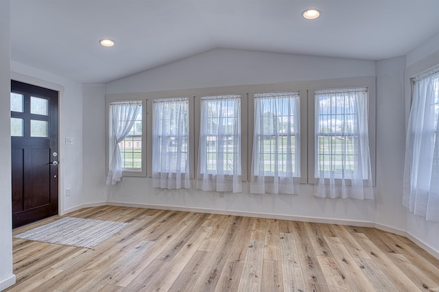 508 Polk St, Newburgh, IN 47630 - entrance foyer featuring plenty of natural light, vaulted ceiling, wood finished floors, baseboards, and recessed lighting