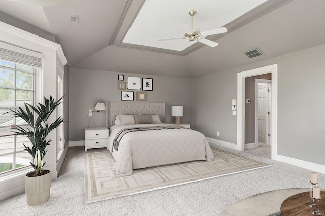 2314 Turnberry Ln, Fort Wayne, IN 46814 - bedroom with vaulted ceiling, light carpet, baseboards, and a ceiling fan