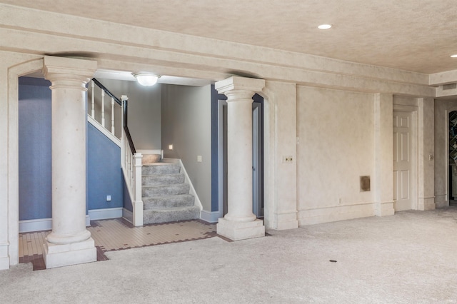 2314 Turnberry Ln, Fort Wayne, IN 46814 - below grade area featuring carpet, stairs, baseboards, and recessed lighting