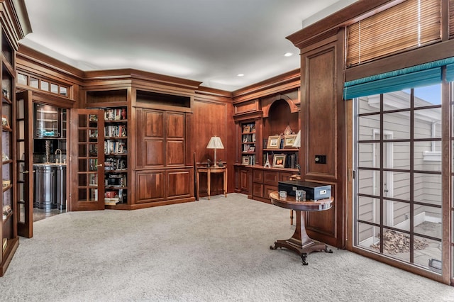2314 Turnberry Ln, Fort Wayne, IN 46814 - carpeted office featuring wood walls and recessed lighting