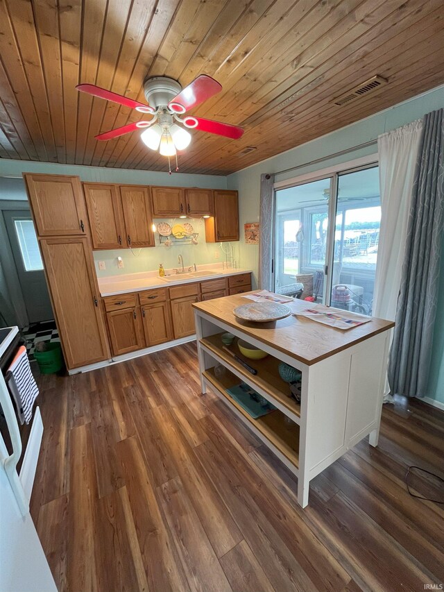34 Ems B59 Ln, Warsaw, IN 46582 - kitchen featuring healthy amount of natural light, wood ceiling, light countertops, dark wood finished floors, and open shelves