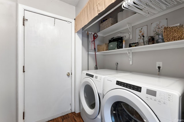 8809 Newberry Dr, Fort Wayne, IN 46825 - washroom with separate washer and dryer and dark wood-type flooring